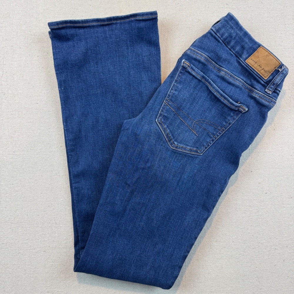 American Eagle 4 Regular Bootcut Jeans Womens Blue Stretch Medium Wash Denim